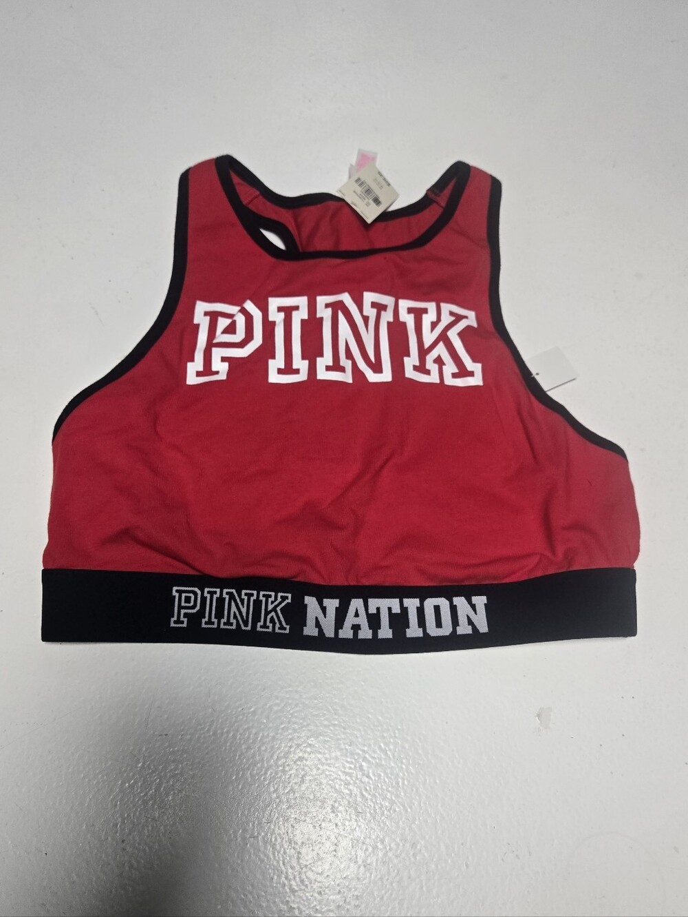 Victoria Secret PINK Women Sports Bra Small Red Crop Unlined Wireless Pullover